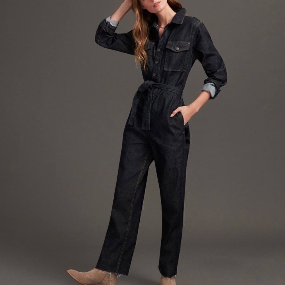 Anthropologie Boyish The Guy Slim Denim Jumpsuit | Size xs | Color Denim Dark